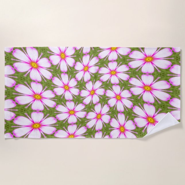 Toalla De Playa Patrón de flores de cosmos (Anverso)