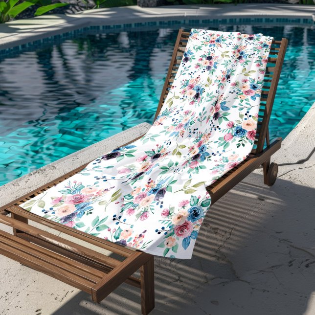 Toalla De Playa Patrón de flores primaverales coloridas (Subido por el creador)