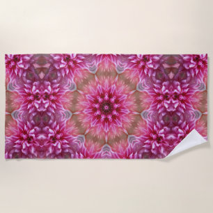 Toalla De Playa Patrón de flores rosadas de Mandala geométrica-675