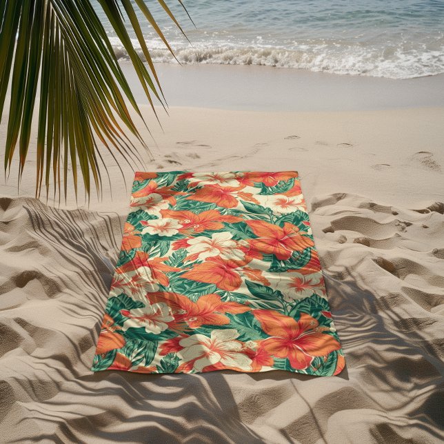 Toalla De Playa Patrón de flores tropicales vírgenes de Hawái (Subido por el creador)
