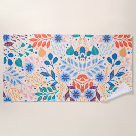 Toalla De Playa Patrón de follaje moderno de hojas coloridas