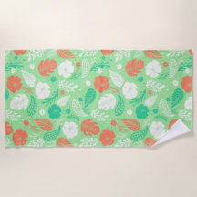 Patrón de follaje tropical verde y Naranja