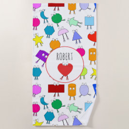 Toalla De Playa Patrón de formas geométricas 2D y 3D coloridas par