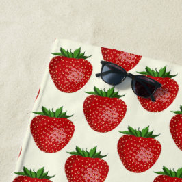 Toalla De Playa Patrón de fresa, fresas rojas, frutas, hojas