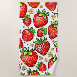 Toalla De Playa Patrón de fresas rojas jugosas