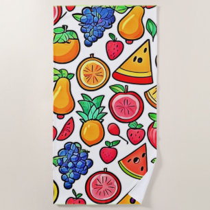 Toalla De Playa Patrón de fruta vibrante