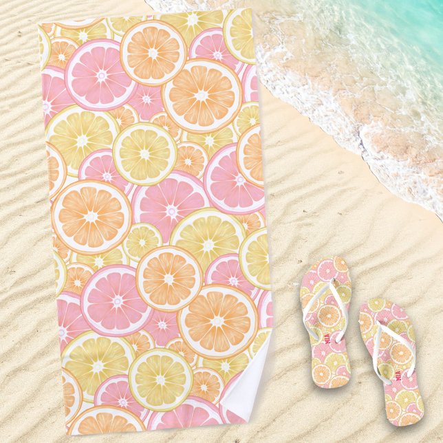 Toalla De Playa Patrón de frutas de cítricos tropicales (Subido por el creador)