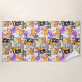 Toalla De Playa Patrón de gatos pequeños   