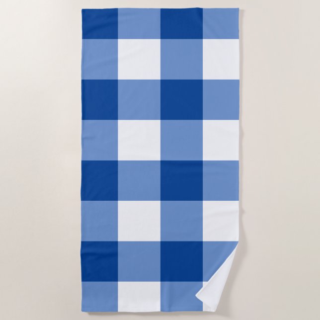 Toalla De Playa Patrón de gingham azul (Anverso)