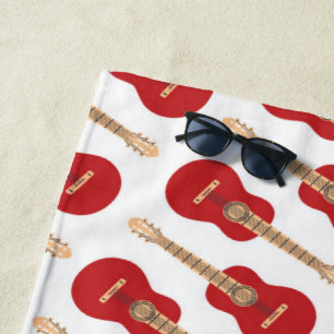 Toalla De Playa Patrón de guitarra roja
