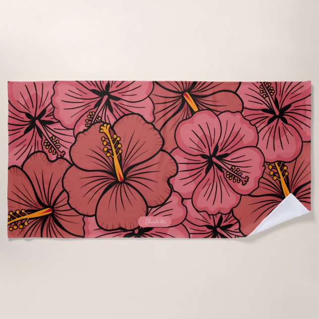Toalla De Playa Patrón de hibiscus cutáneo (Anverso)
