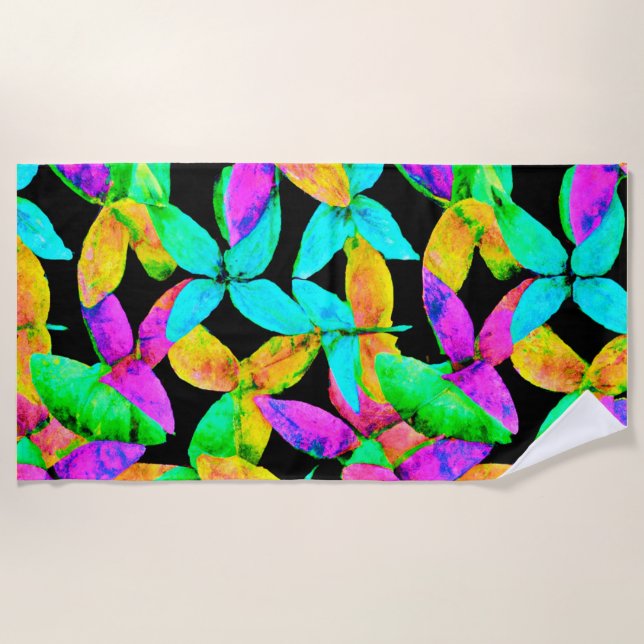Toalla De Playa Patrón de hoja de Neonscape (Anverso)