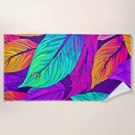 Toalla De Playa Patrón de hoja vívido