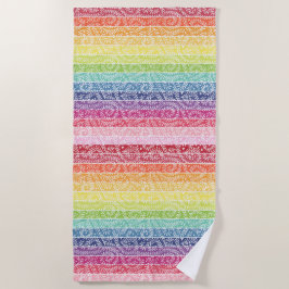 Toalla De Playa Patrón de hojas de arcoiris Boho