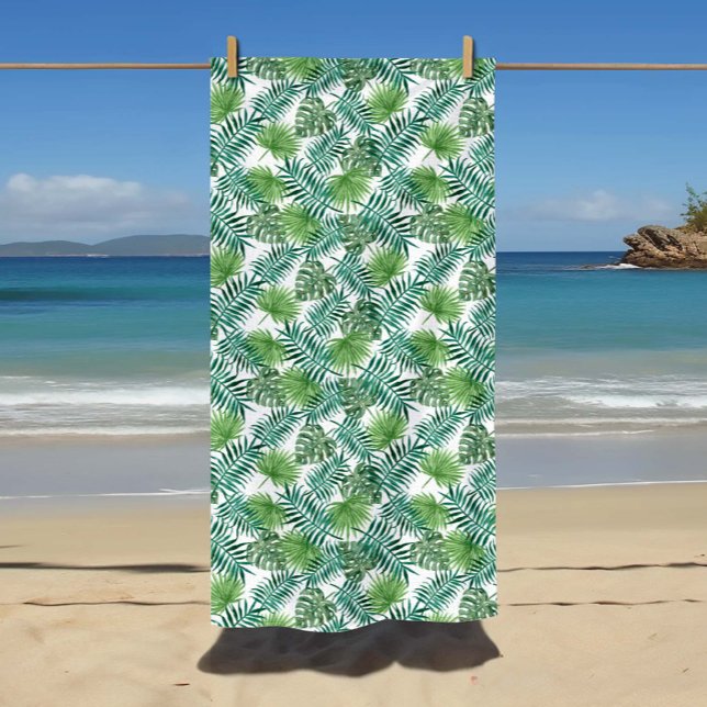 Toalla De Playa Patrón de hojas de palma exóticas tropicales (Tropical Exotic Palm Leaves Pattern Beach Towel
)