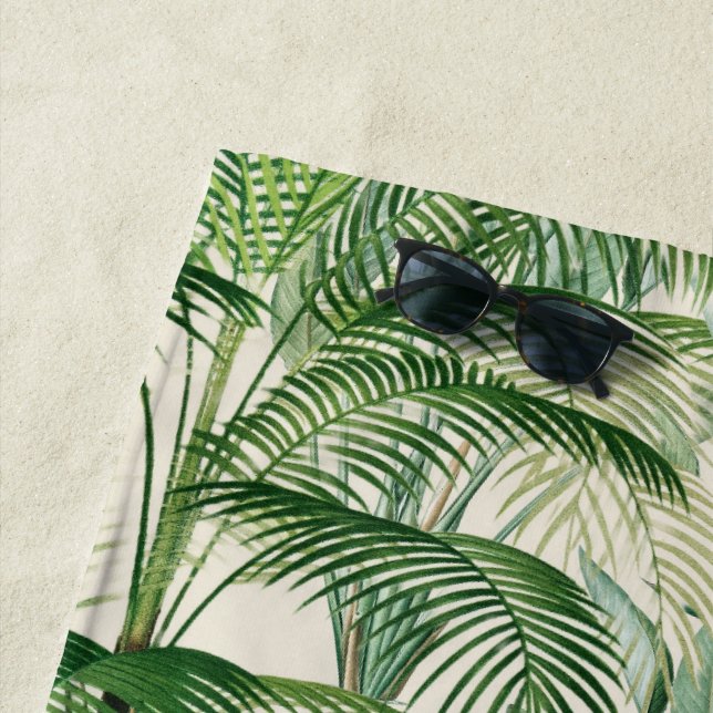 Toalla De Playa Patrón de hojas de palma exuberante tropical (In situ)