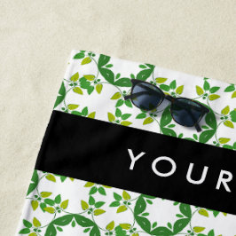 Toalla De Playa Patrón de hojas, hojas verdes, nombre