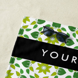 Toalla De Playa Patrón de hojas, hojas verdes, nombre