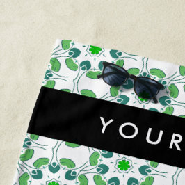 Toalla De Playa Patrón de hojas, hojas verdes, nombre