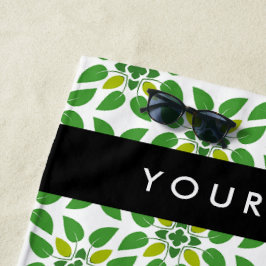 Toalla De Playa Patrón de hojas, hojas verdes, nombre