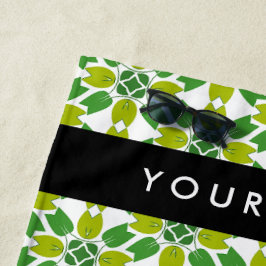 Toalla De Playa Patrón de hojas, hojas verdes, nombre