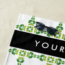 Toalla De Playa Patrón de hojas, hojas verdes, nombre