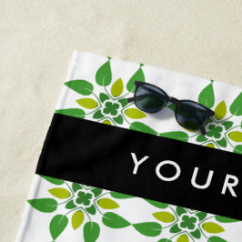 Toalla De Playa Patrón de hojas, hojas verdes, nombre