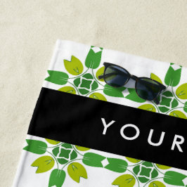 Toalla De Playa Patrón de hojas, hojas verdes, nombre