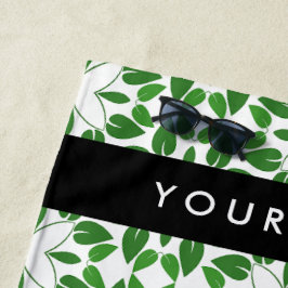 Toalla De Playa Patrón de hojas, hojas verdes, nombre