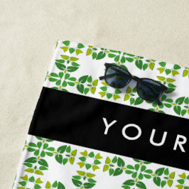 Toalla De Playa Patrón de hojas, hojas verdes, nombre