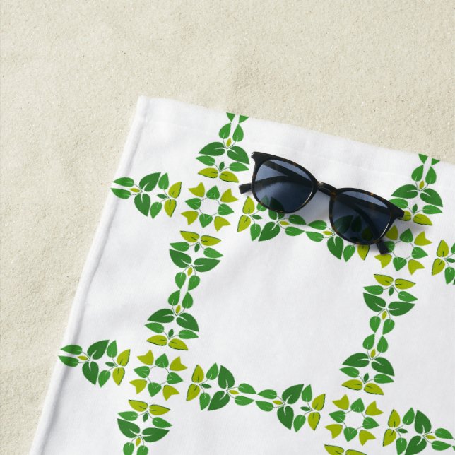 Toalla De Playa Patrón De Hojas, Patrón De Hojas, Hojas Verdes (In situ)