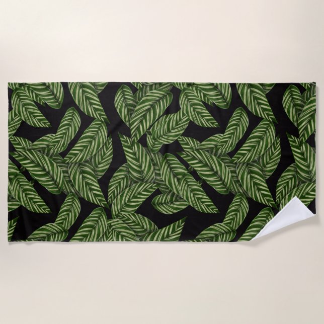Toalla De Playa Patrón de hojas tropicales (Anverso)