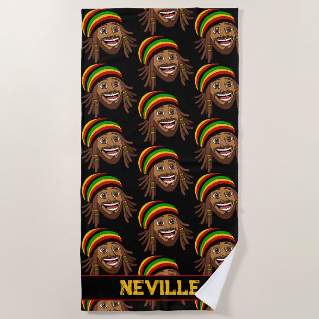 Toalla De Playa Patrón de hombre Rasta (Anverso)
