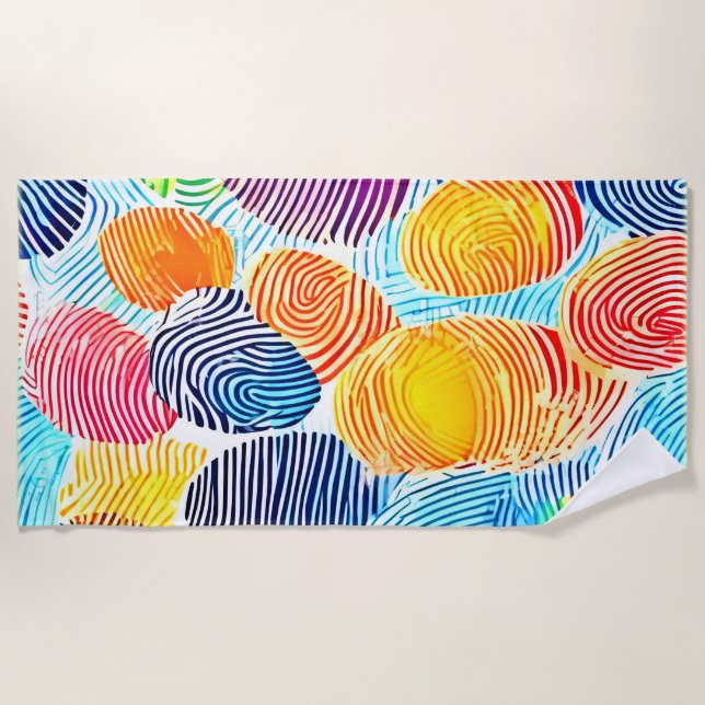 Toalla De Playa Patrón de huella dactilar colorido (Anverso)