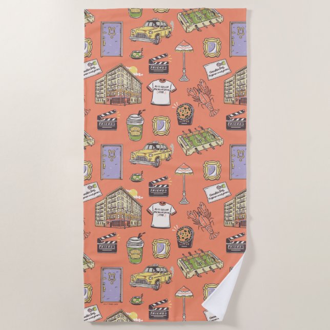 Toalla De Playa Patrón de iconos coloridos de FRIENDS™ (Anverso)