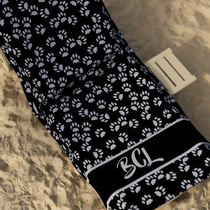 Toalla De Playa Patrón de impresión paw mascota Cat Lover Black Be
