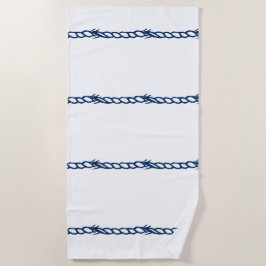Toalla De Playa Patrón de las cuerdas náuticas azul marino