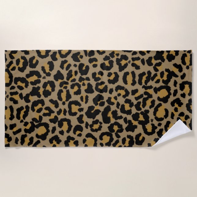 Toalla De Playa Patrón de leopardo en natural 2 (Anverso)