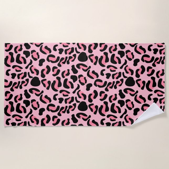 Toalla De Playa Patrón de leopardo rosa moderno animal (Anverso)