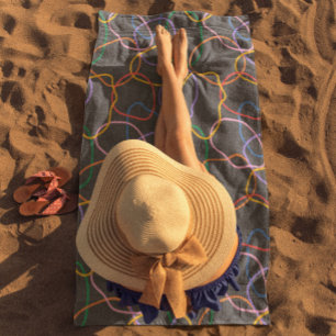 Toalla De Playa Patrón de líneas onduladas abstractas coloridas