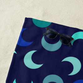 Toalla De Playa Patrón de luna nueva azul personalizado