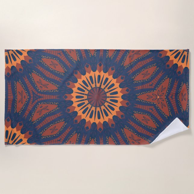 Toalla De Playa Patrón de Mandala Boho Bloom (Anverso)