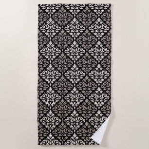 Toalla De Playa Patrón de maniquí pergamino Taupe Crema Negro