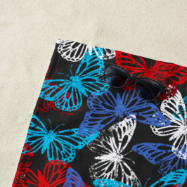 Toalla De Playa Patrón de mariposa patriótica Rojo Blanco y Azul