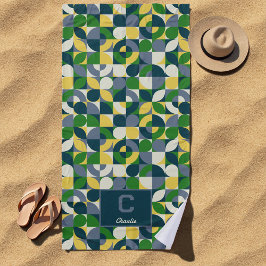 Toalla De Playa Patrón de monograma geométrico moderno de Bauhaus