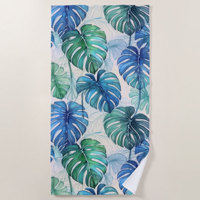 Toalla De Playa Patrón de monstera tropical (Anverso)