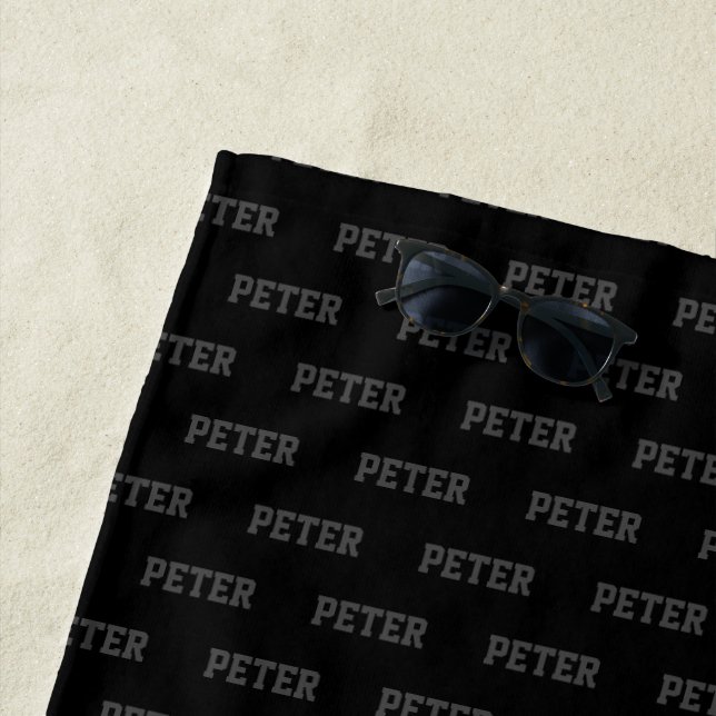 Toalla De Playa Patrón de nombre negro Masculino moderno (In situ)