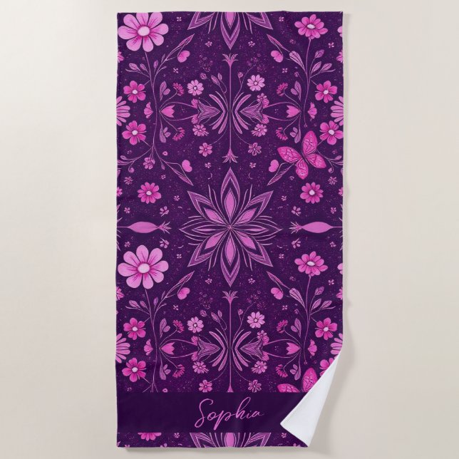 Toalla De Playa Patrón de núcleo de la flor (Anverso)