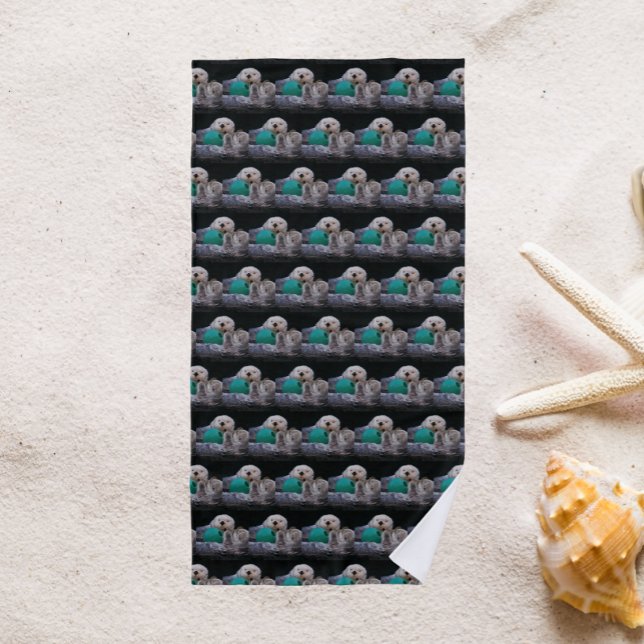 Toalla De Playa Patrón de nutrias marinas de juego suave (In Situ Beach)