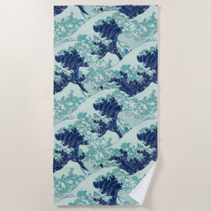 Toalla De Playa Patrón de ondas azules de Hokusai